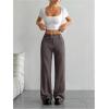 imageFloerns Womens Striped Print High Waisted Dress Pants Straight Leg Work Suit PantsChocolate Brown