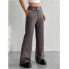 imageFloerns Womens Striped Print High Waisted Dress Pants Straight Leg Work Suit PantsChocolate Brown