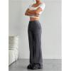 imageFloerns Womens Striped Print High Waisted Dress Pants Straight Leg Work Suit PantsDark Grey