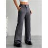 imageFloerns Womens Striped Print High Waisted Dress Pants Straight Leg Work Suit PantsDark Grey