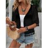 imageFloerns Womens Tassel Trim Half Sleeve Open Front Knitted Cardigan SweaterBlack