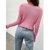 imageFloerns Womens Tie Front Lettuce Trim V Neck Long Sleeve Cardigan Crop TopLight Pink