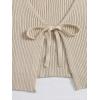 imageFloerns Womens Tie Front Long Sleeve Rib Knit Shrug Sweaters Cardigan Crop TopA Khaki
