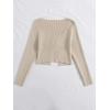 imageFloerns Womens Tie Front Long Sleeve Rib Knit Shrug Sweaters Cardigan Crop TopA Khaki
