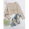 imageFloerns Womens Tie Front Long Sleeve Rib Knit Shrug Sweaters Cardigan Crop TopA Khaki