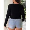 imageFloerns Womens Tie Front Long Sleeve Rib Knit Shrug Sweaters Cardigan Crop TopBlack
