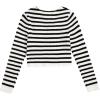 imageFloerns Womens Tie Front Long Sleeve Rib Knit Shrug Sweaters Cardigan Crop TopBlack and White