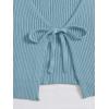 imageFloerns Womens Tie Front Long Sleeve Rib Knit Shrug Sweaters Cardigan Crop TopBlue