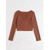 imageFloerns Womens Tie Front Long Sleeve Rib Knit Shrug Sweaters Cardigan Crop TopCoffee Brown