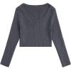 imageFloerns Womens Tie Front Long Sleeve Rib Knit Shrug Sweaters Cardigan Crop TopDark Grey