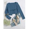 imageFloerns Womens Tie Front Long Sleeve Rib Knit Shrug Sweaters Cardigan Crop TopDusty Blue