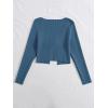 imageFloerns Womens Tie Front Long Sleeve Rib Knit Shrug Sweaters Cardigan Crop TopDusty Blue