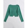 imageFloerns Womens Tie Front Long Sleeve Rib Knit Shrug Sweaters Cardigan Crop TopGreen Solid