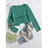 imageFloerns Womens Tie Front Long Sleeve Rib Knit Shrug Sweaters Cardigan Crop TopGreen Solid