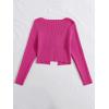 imageFloerns Womens Tie Front Long Sleeve Rib Knit Shrug Sweaters Cardigan Crop TopHot Pink