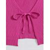 imageFloerns Womens Tie Front Long Sleeve Rib Knit Shrug Sweaters Cardigan Crop TopHot Pink
