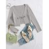 imageFloerns Womens Tie Front Long Sleeve Rib Knit Shrug Sweaters Cardigan Crop TopLight Grey