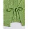 imageFloerns Womens Tie Front Long Sleeve Rib Knit Shrug Sweaters Cardigan Crop TopLime Green