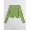 imageFloerns Womens Tie Front Long Sleeve Rib Knit Shrug Sweaters Cardigan Crop TopLime Green