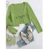 imageFloerns Womens Tie Front Long Sleeve Rib Knit Shrug Sweaters Cardigan Crop TopLime Green
