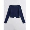 imageFloerns Womens Tie Front Long Sleeve Rib Knit Shrug Sweaters Cardigan Crop TopNavy Blue