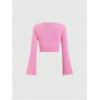 imageFloerns Womens Tie Front Long Sleeve Rib Knit Shrug Sweaters Cardigan Crop TopPink Solid