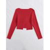 imageFloerns Womens Tie Front Long Sleeve Rib Knit Shrug Sweaters Cardigan Crop TopRed