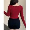 imageFloerns Womens Tie Front Long Sleeve Rib Knit Shrug Sweaters Cardigan Crop TopRed Solid