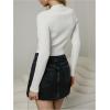 imageFloerns Womens Tie Front Long Sleeve Rib Knit Shrug Sweaters Cardigan Crop TopWhite Ivory