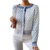 imageFloerns Womens Ombre Marled Knitwear Long Sleeve Button Front CardiganBlue and White