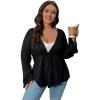 imageFloerns Womens Plus Size Long Sleeve Drawstring Waist Tie Front Cardigan SweaterBlack