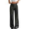 imageFloerns Womens Striped Print High Waisted Dress Pants Straight Leg Work Suit PantsBlack
