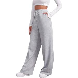 imageFloerns Womens Causal Drawstring High Waist Baggy Straight Wide Leg Sweatpants with PocketsA Grey