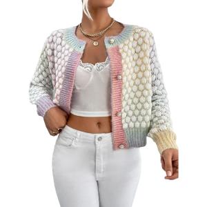 imageFloerns Womens Ombre Marled Knitwear Long Sleeve Button Front CardiganMulticolor