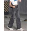 imageFloerns Girls Y2k Bowknot Print Elastic Waist Jeans Wide Leg Cute Denim PantsBlack