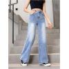 imageFloerns Girls Y2k Bowknot Print Elastic Waist Jeans Wide Leg Cute Denim PantsLight Wash
