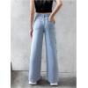 imageFloerns Girls Y2k Bowknot Print Elastic Waist Jeans Wide Leg Cute Denim PantsMedium Wash