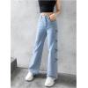 imageFloerns Girls Y2k Bowknot Print Elastic Waist Jeans Wide Leg Cute Denim PantsMedium Wash