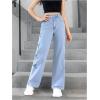 imageFloerns Girls Y2k Bowknot Print Elastic Waist Jeans Wide Leg Cute Denim PantsMedium Wash