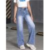 imageFloerns Girls Y2k Bowknot Print Elastic Waist Jeans Wide Leg Cute Denim PantsMedium Wash Denim
