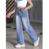imageFloerns Girls Y2k Bowknot Print Elastic Waist Jeans Wide Leg Cute Denim PantsMedium Wash Denim