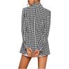 imageFloerns Womens Casual Long Sleeve Graphic Colorful Blazer Work Suit JacketsBlack Houndstooth
