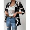 imageFloerns Womens Casual Long Sleeve Graphic Colorful Blazer Work Suit JacketsBlack White Multi