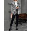 imageFloerns Womens Casual Long Sleeve Graphic Colorful Blazer Work Suit JacketsBlack White Striped
