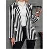 imageFloerns Womens Casual Long Sleeve Graphic Colorful Blazer Work Suit JacketsBlack White Striped