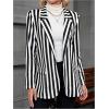 imageFloerns Womens Casual Long Sleeve Graphic Colorful Blazer Work Suit JacketsBlack White Striped