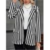 imageFloerns Womens Casual Long Sleeve Graphic Colorful Blazer Work Suit JacketsBlack White Striped
