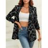 imageFloerns Womens Casual Long Sleeve Graphic Colorful Blazer Work Suit JacketsBlack and White