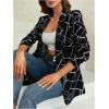 imageFloerns Womens Casual Long Sleeve Graphic Colorful Blazer Work Suit JacketsBlack and White