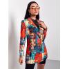 imageFloerns Womens Casual Long Sleeve Graphic Colorful Blazer Work Suit JacketsBlue Red Multi